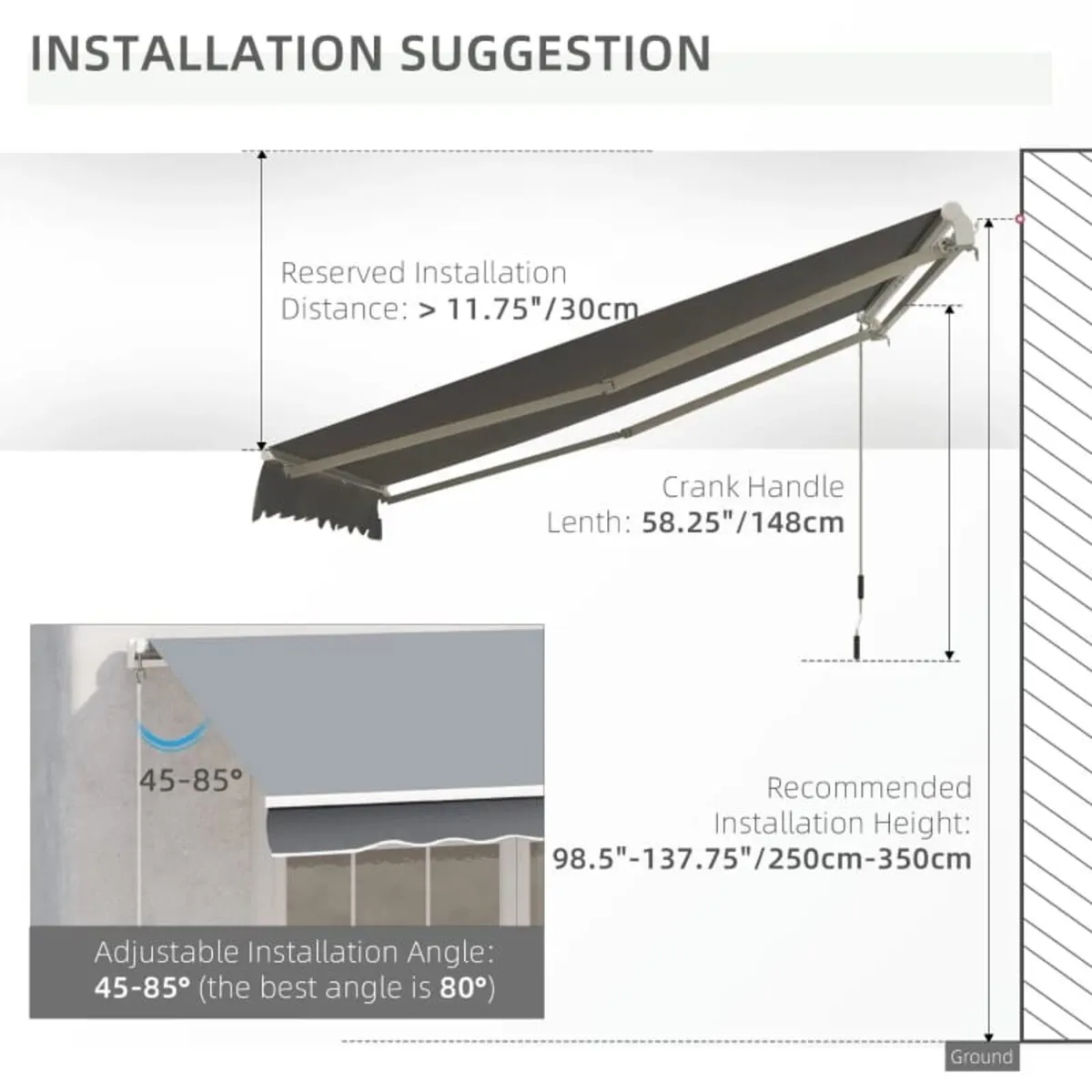 4 x 2.5m Manual Retractable Patio Awning Window Do - Image 4