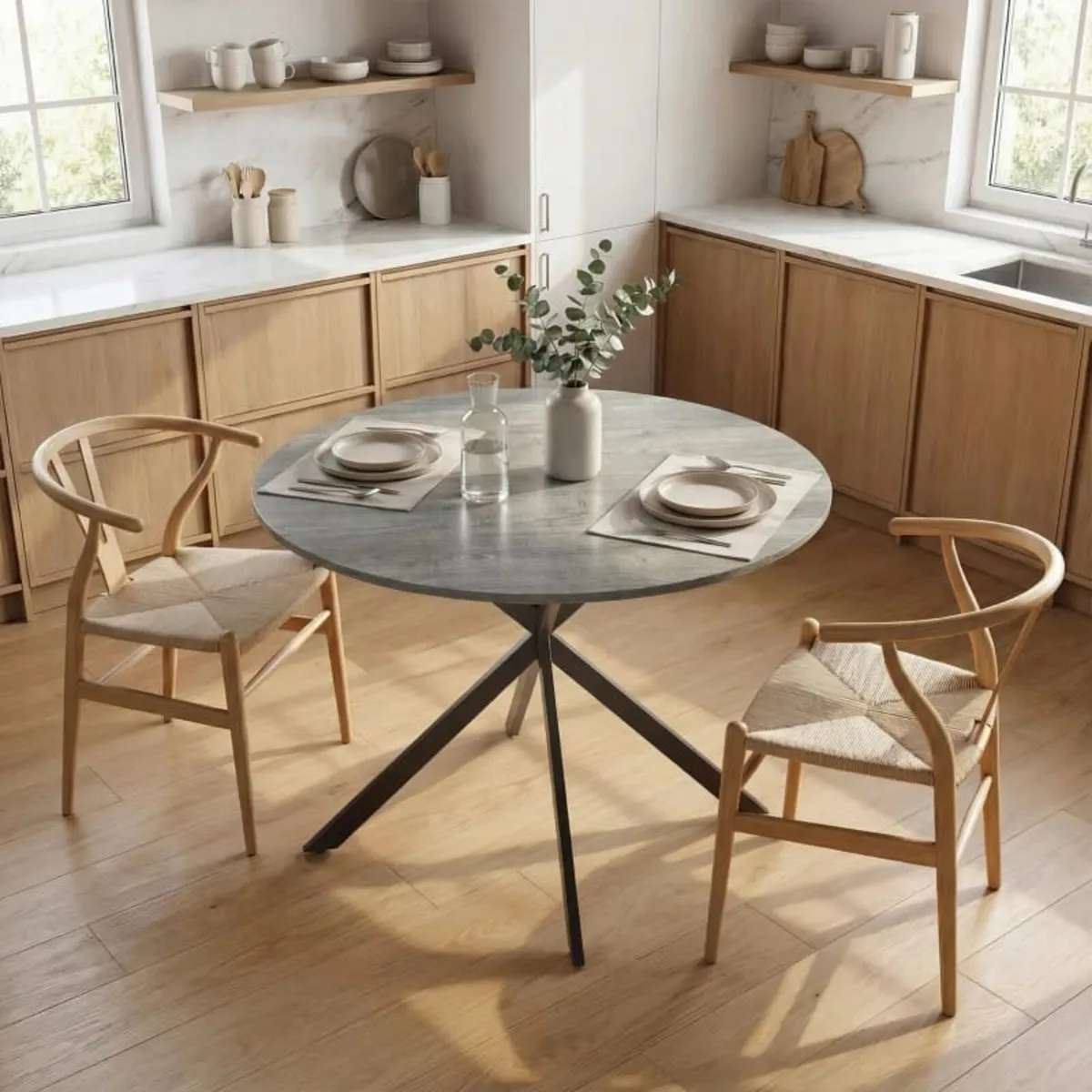 Round Dining Table for 4, Industrial-Style Kitchen - Image 3