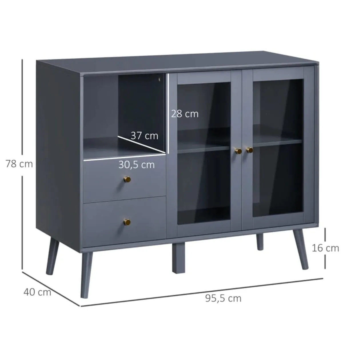 Sideboard Buffet, Storage Cabinet with Drawers, Op - Image 2