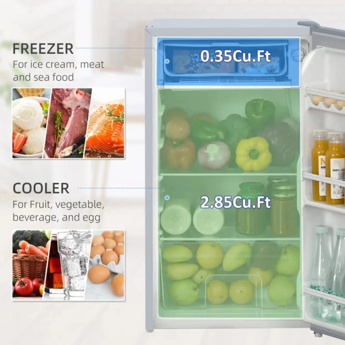 91 Litre Freestanding Under Counter Fridge Freezer - Image 2