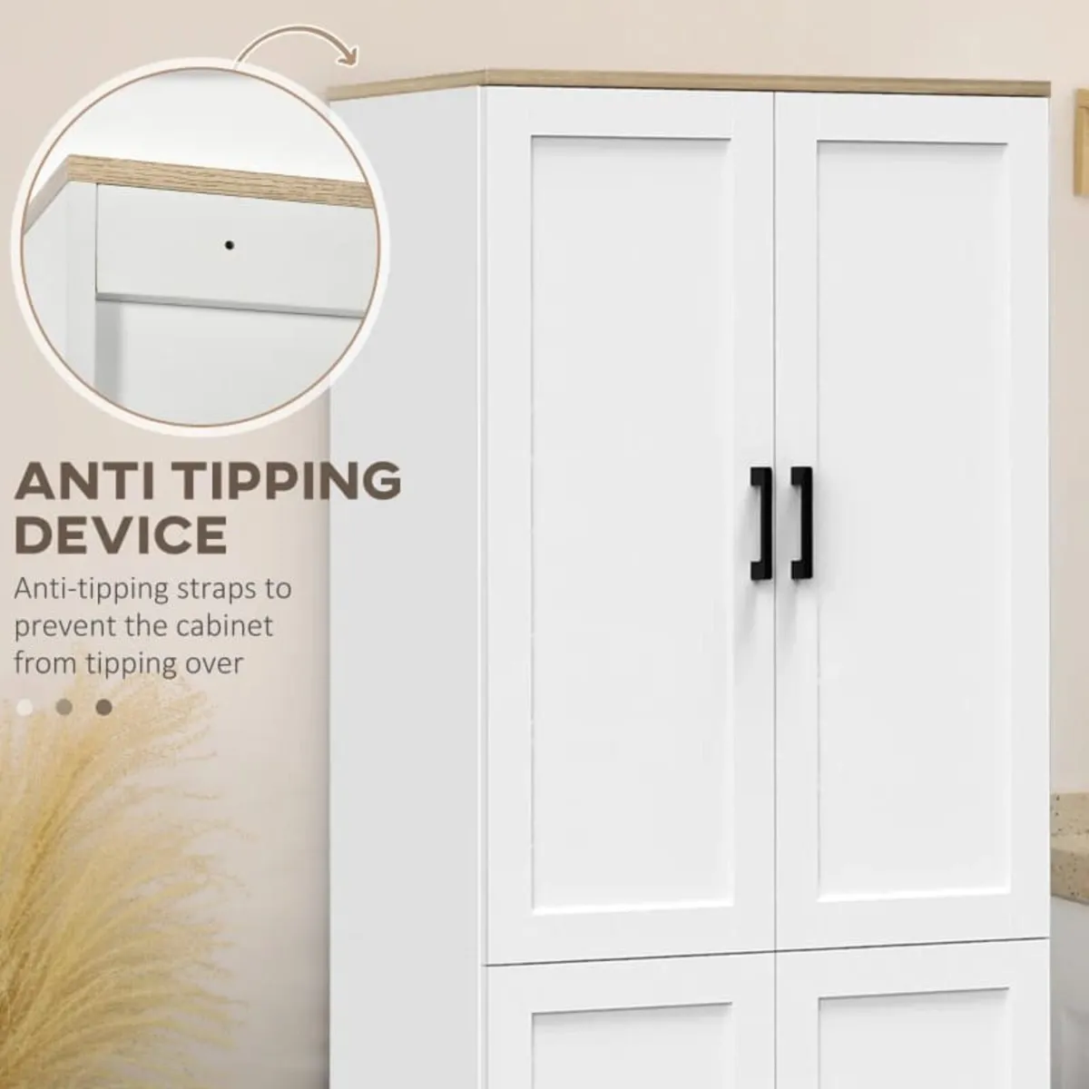 Kitchen Cupboard, 4-Door Storage Cabinet Organizer - Image 3