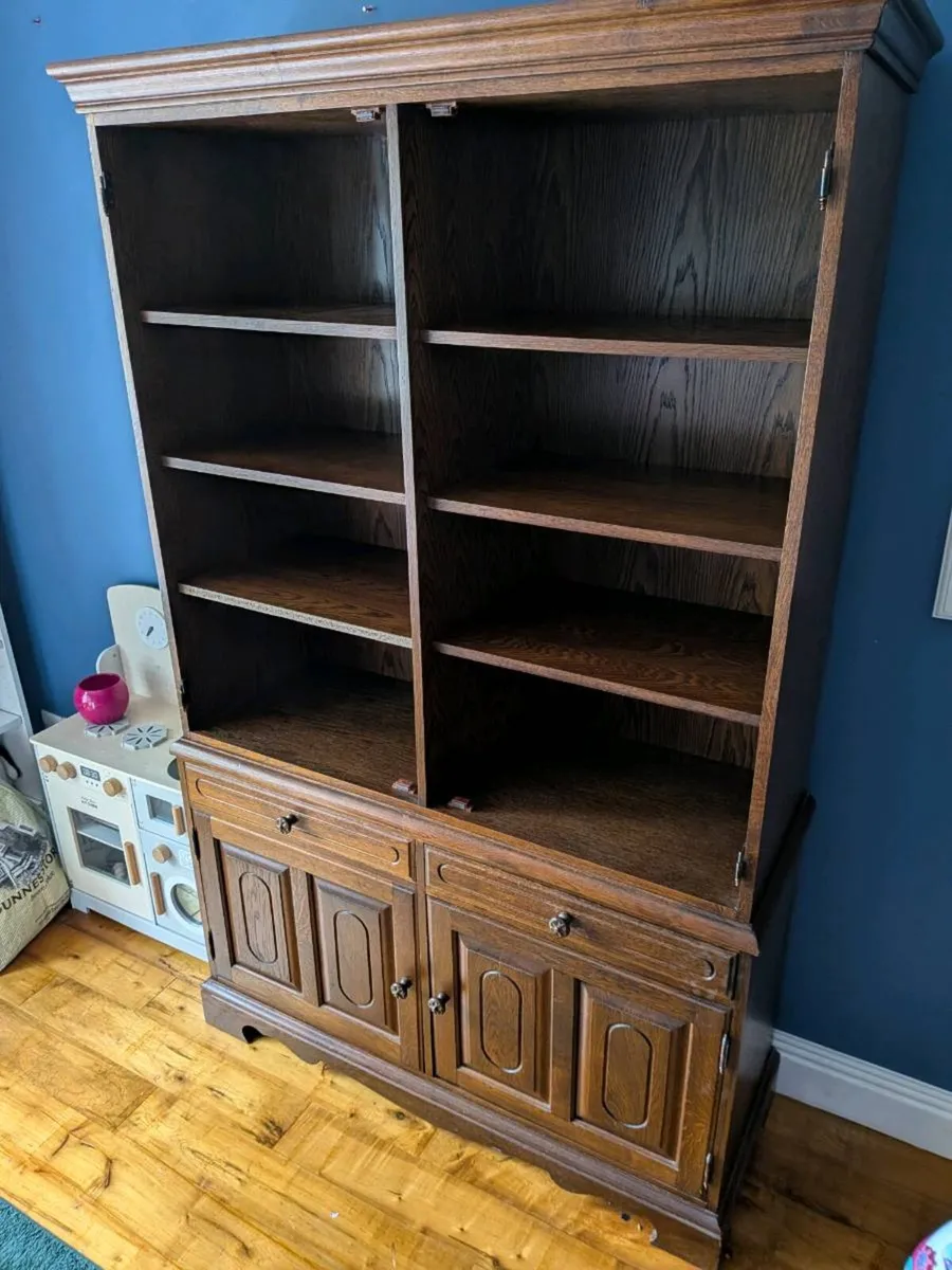 Solid Oak Display Cabinet / Dresser – 2 Piece - Image 1