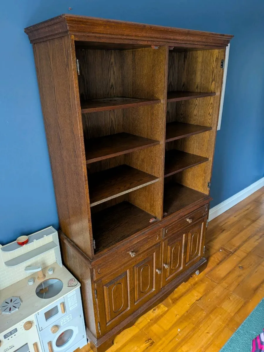 Solid Oak Display Cabinet / Dresser – 2 Piece - Image 2