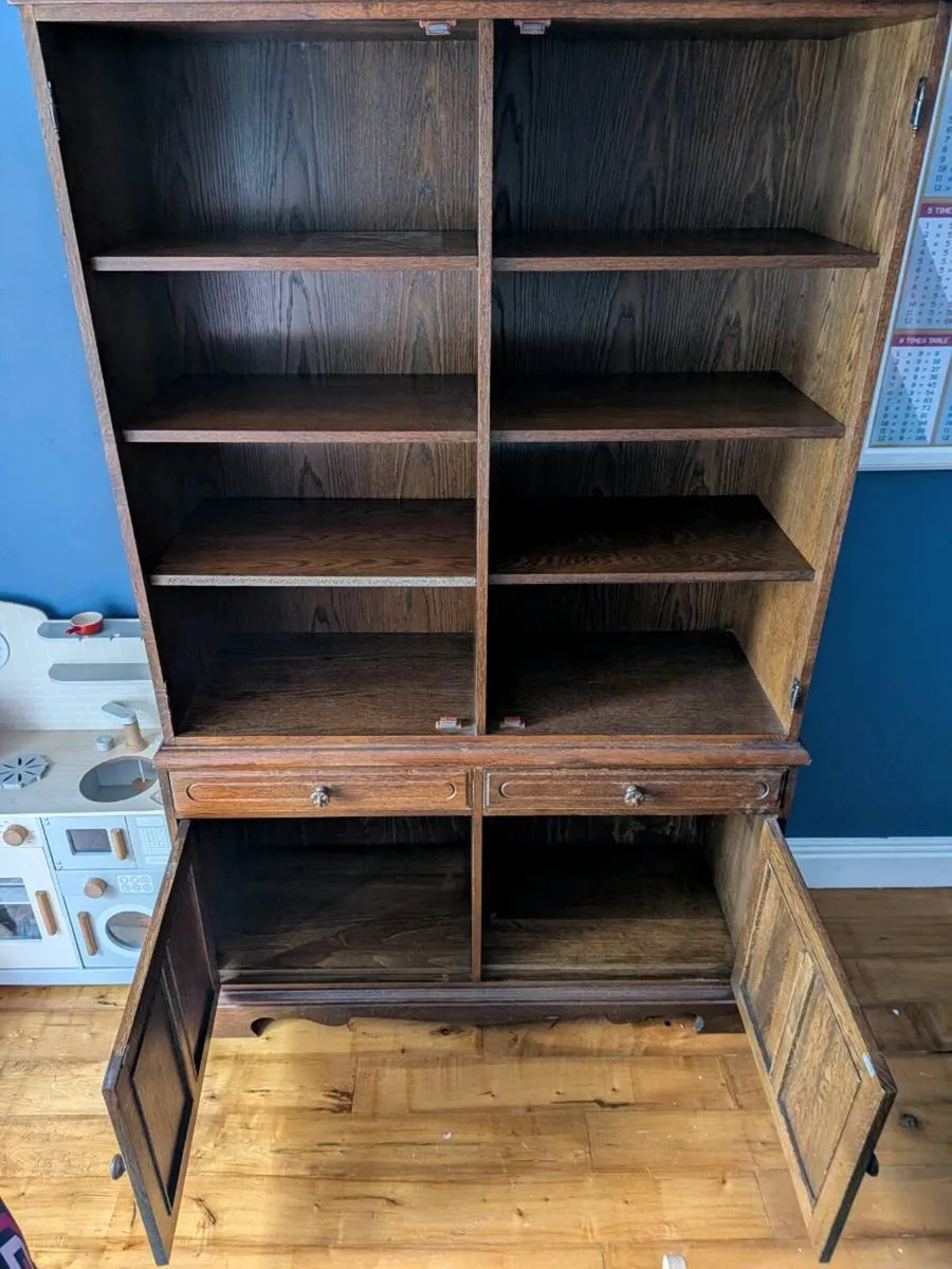 Solid Oak Display Cabinet / Dresser – 2 Piece - Image 3