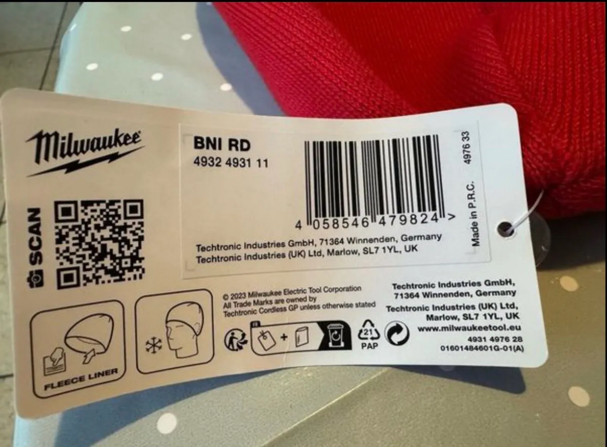 Brand new Genuine Milwaukee red hat. Beanie. - Image 3