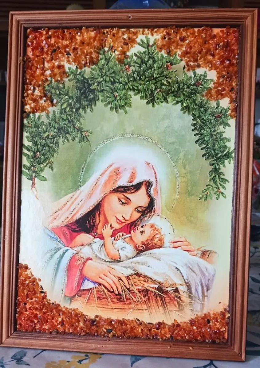Picture with real amber decoration - Image 1