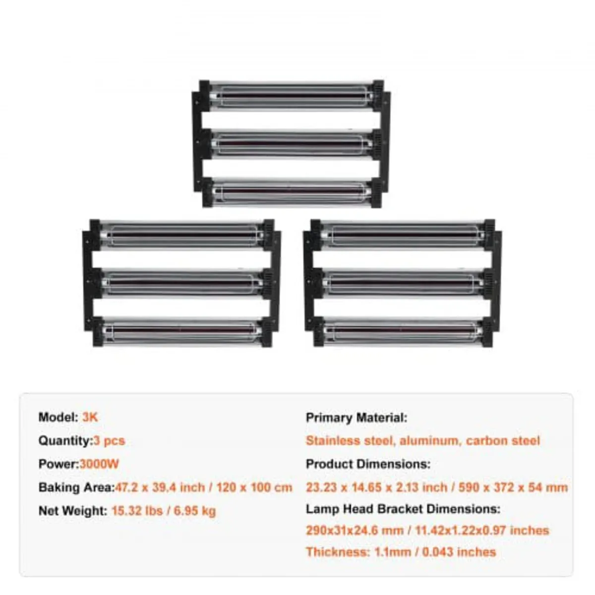3x Paint Dryer Radiator Infrared Heater Infrared L - Image 2
