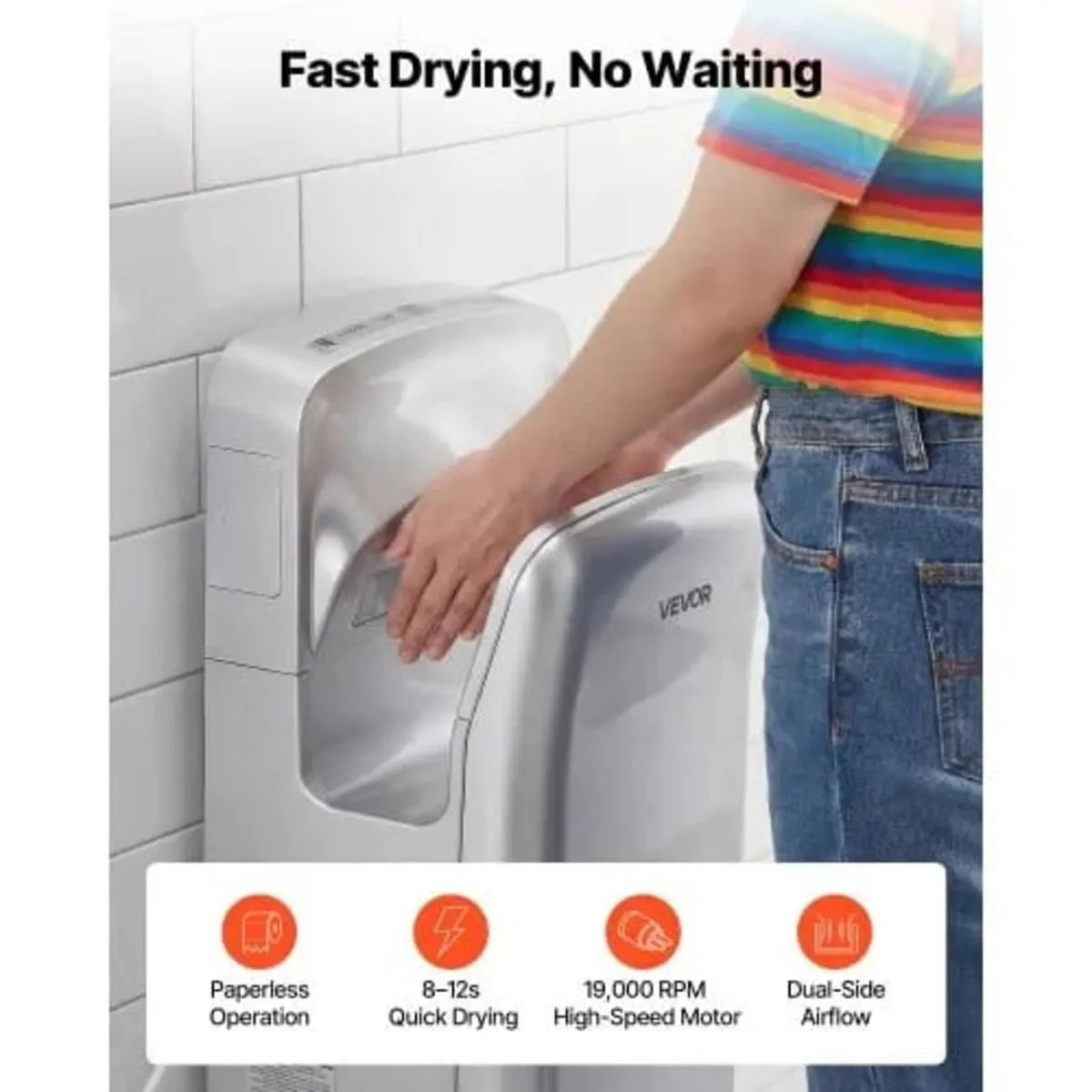 Vertical Hand Dryer, Hand Dryers with HEPA Filter, - Image 3