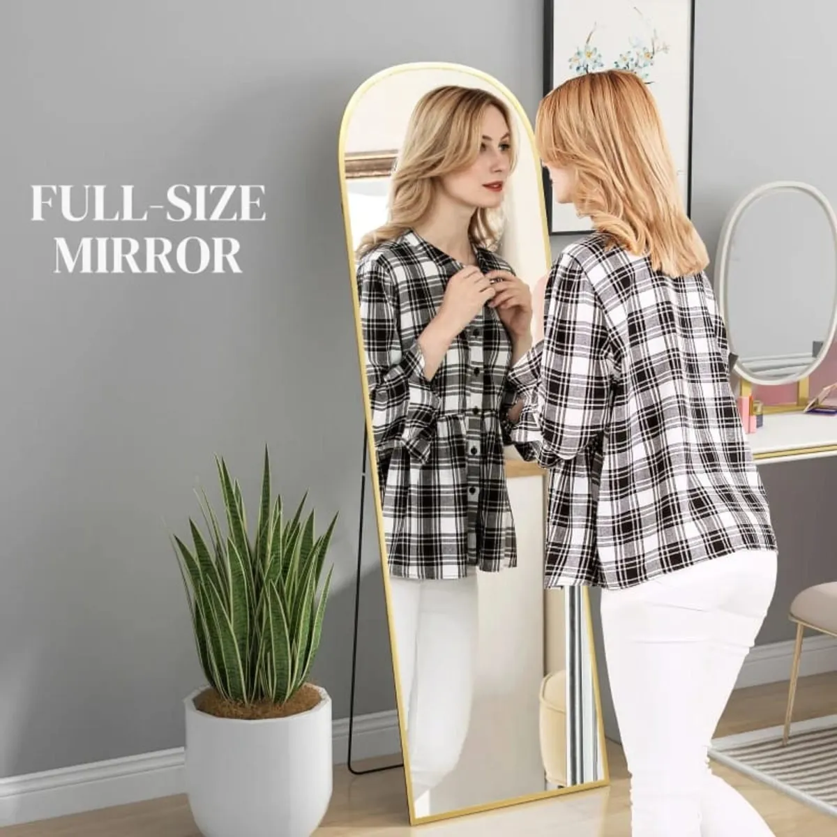 162cm Aluminium Frame Standing Mirror - Gold

Feat - Image 4
