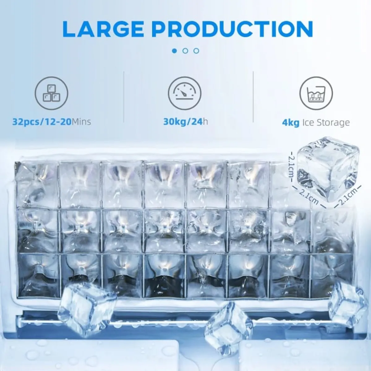 Commercial Ice Maker with 4kg Ice Storage - Black - Image 4