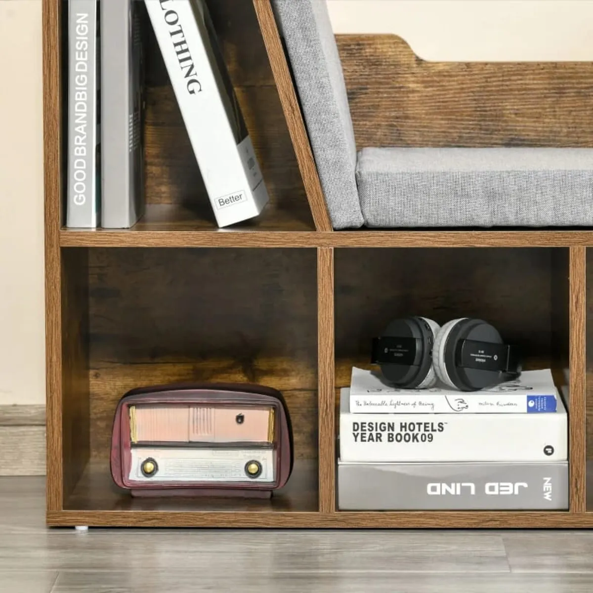 Bookcase Storage Shelf with Cushioned Reading Seat - Image 4