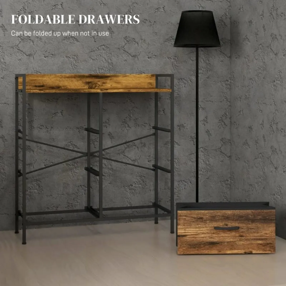 Rustic Chest of Six Fabric Drawers - Rustic Brown - Image 3