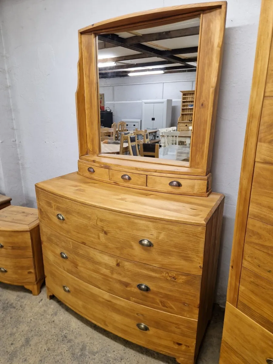 Pine bedroom set, wardrobe, chest, bedside locker - Image 2