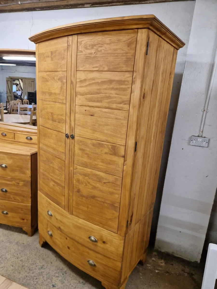 Pine bedroom set, wardrobe, chest, bedside locker - Image 3