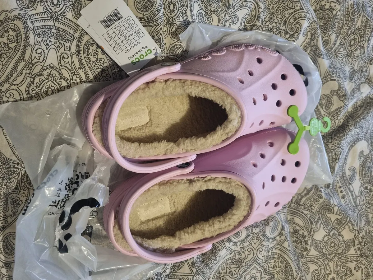 Pink Lined Crocs - Brand New 42-43 - Image 1