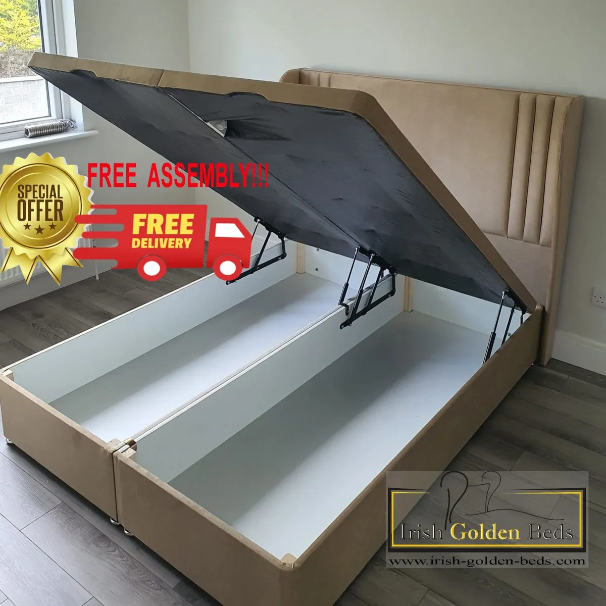 ANY HEADBOARD HEIGHT  Ottoman Storage Bed Gas Lift - Image 1