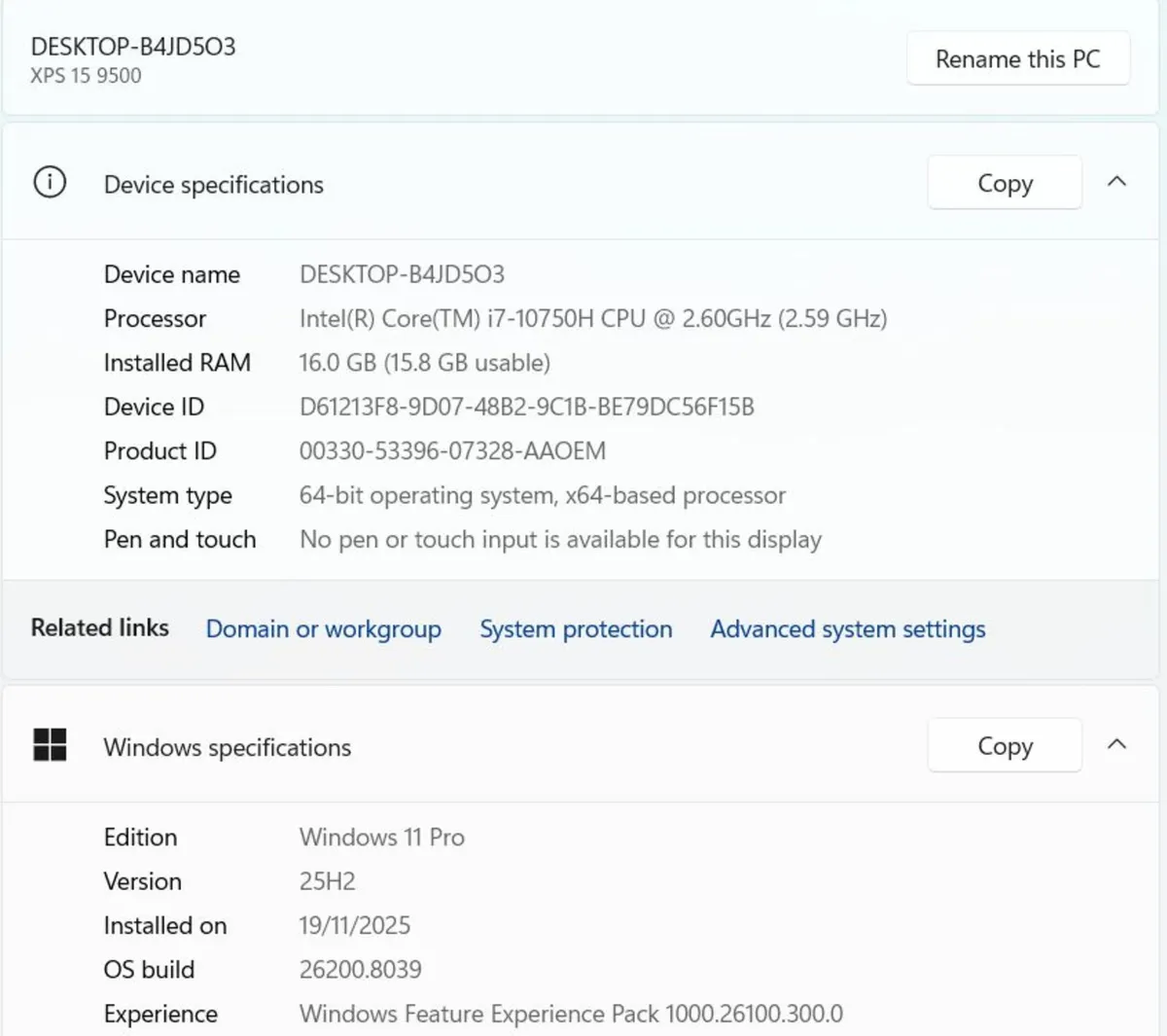XPS 15 9500 i7/16GB/1TBSSD/WIN11 - Image 3