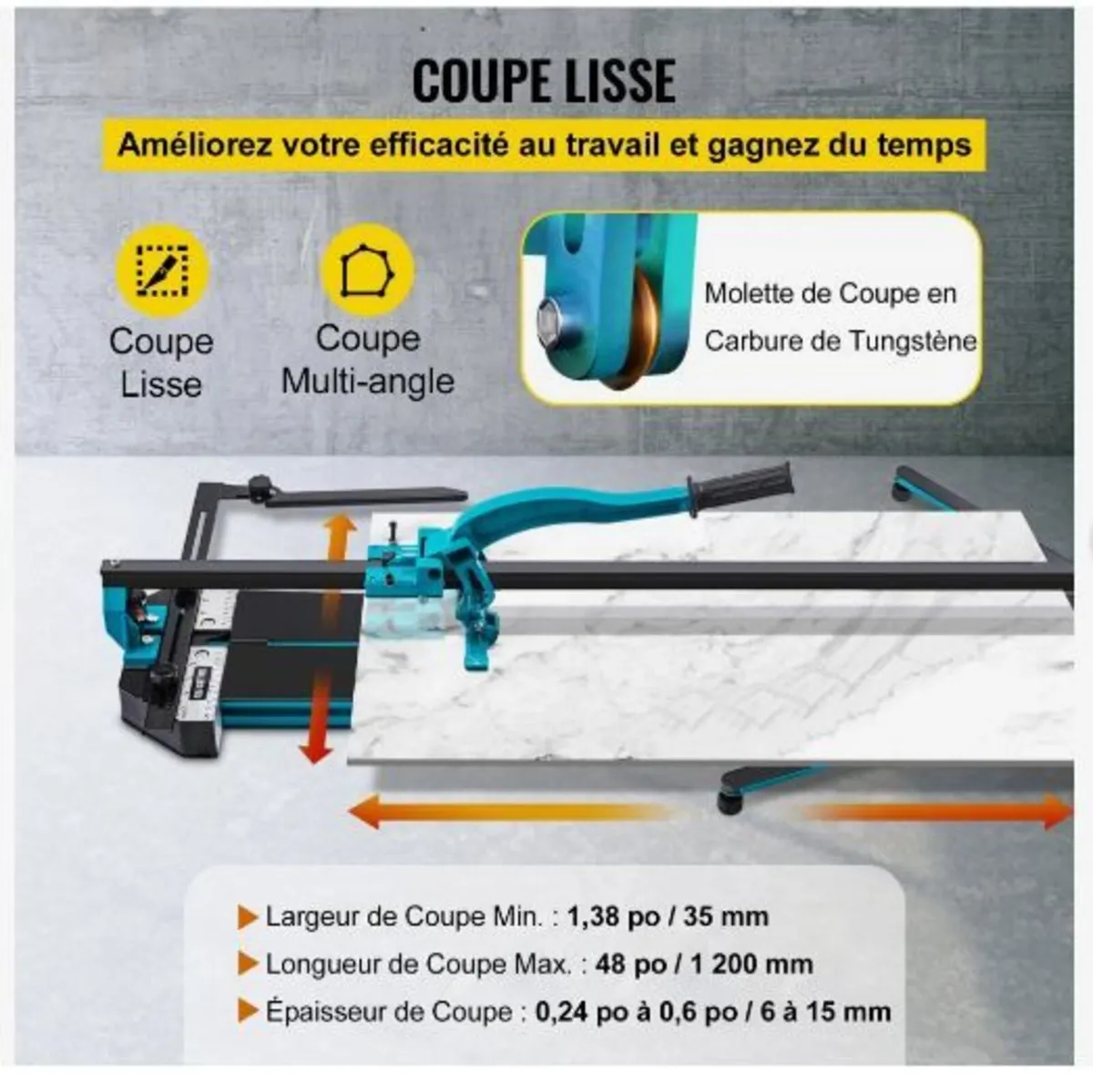 47 Inch Tile Cutter Single Rail Double Brackets - Image 4