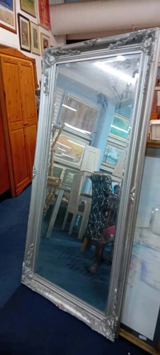 5ft Decorative Silver Framed Mirror