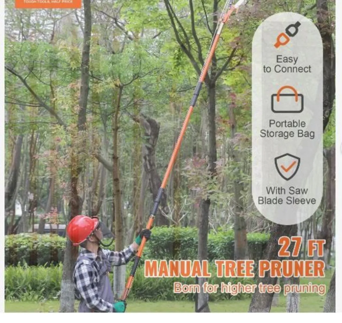 Manual Pole Saw, 2.2-8.2 m Extendable Tree - Image 2