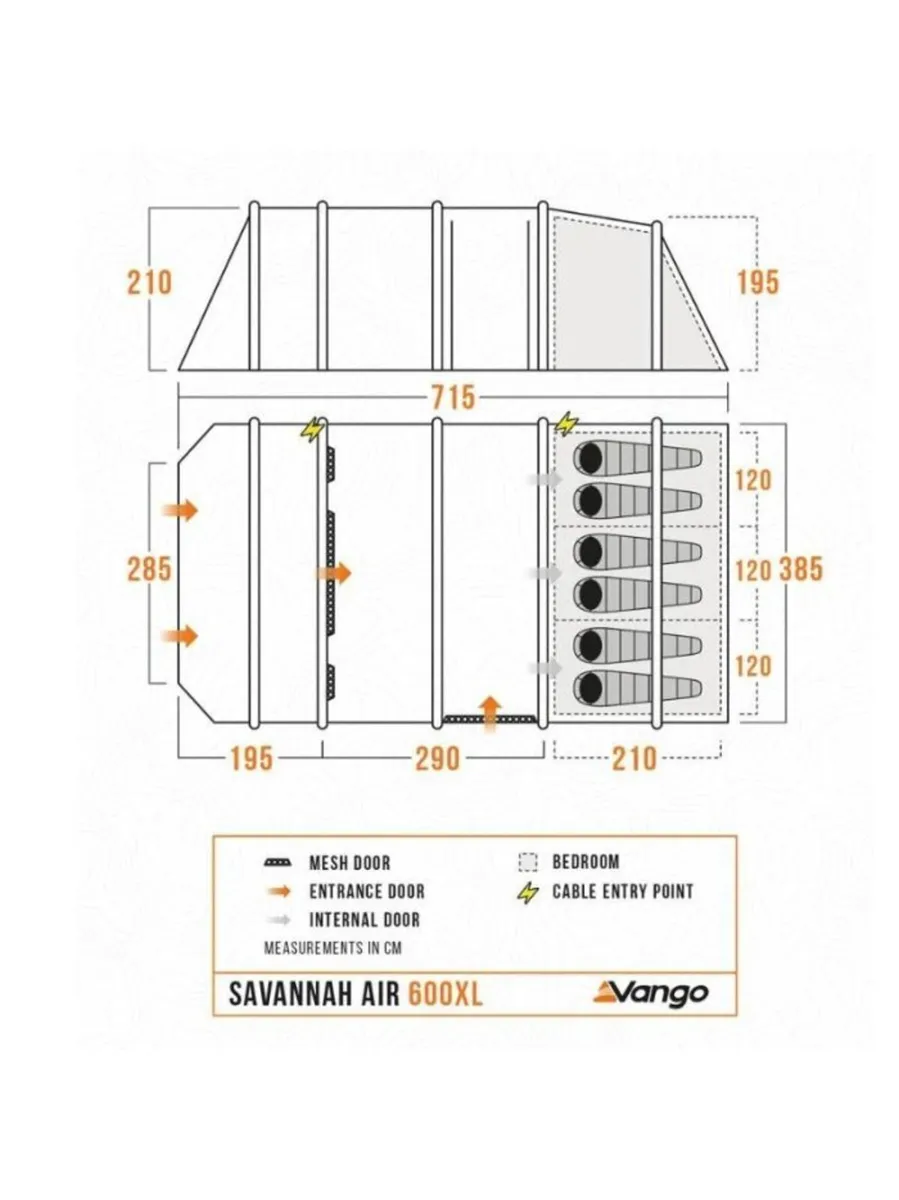 6 Person Vango Savannah Air Beam Tent 600 XL - Image 2
