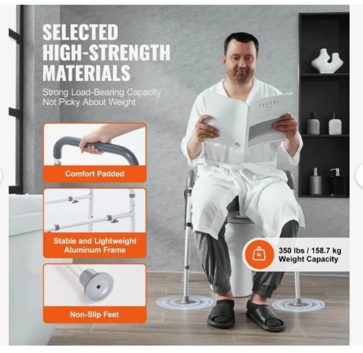 Raised Toilet Seat, 7-Position Height Adjustment - Image 2