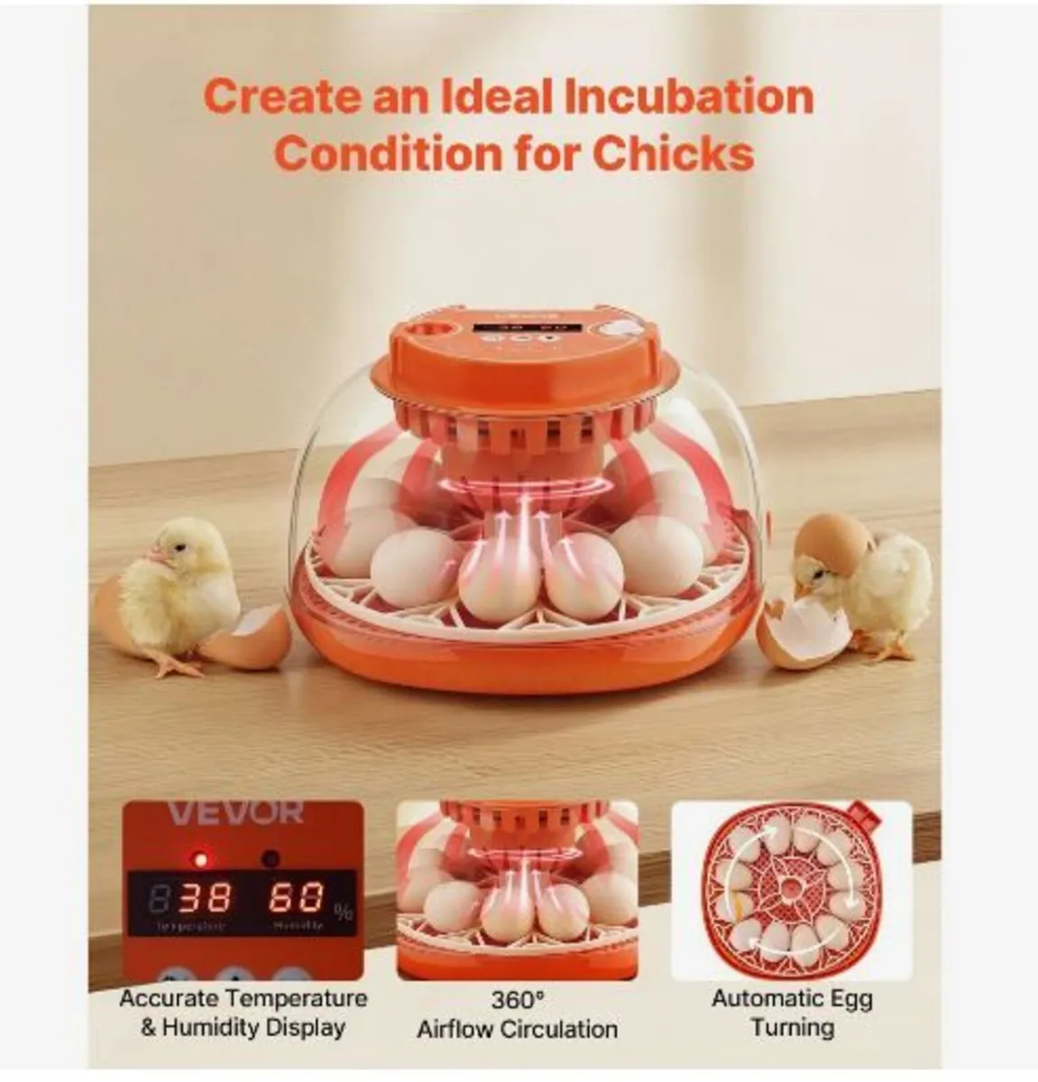 12 Egg Incubator, Automatic Egg Turner - Image 3