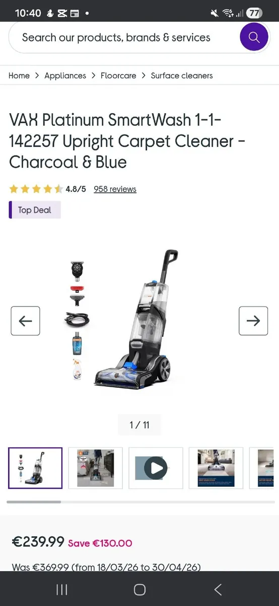 *Brand New* Vax Platinum SmartWash Carpet Washer - Image 3