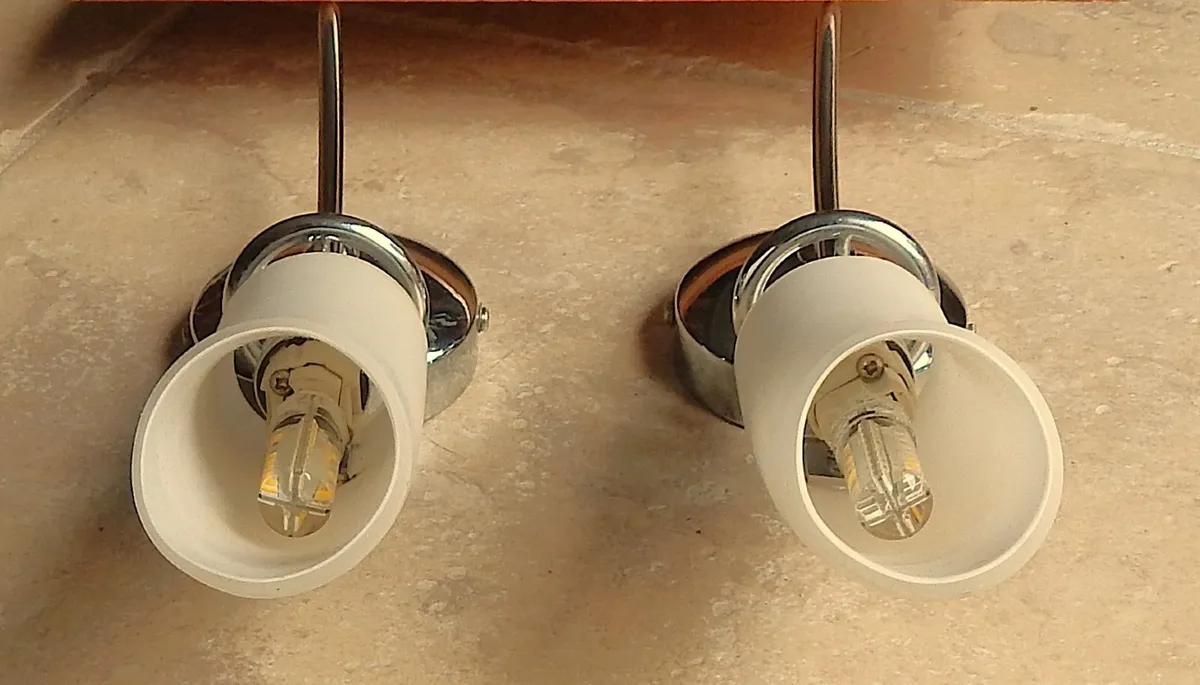 Pair of Chrome & Glass Wall Lights - Image 3