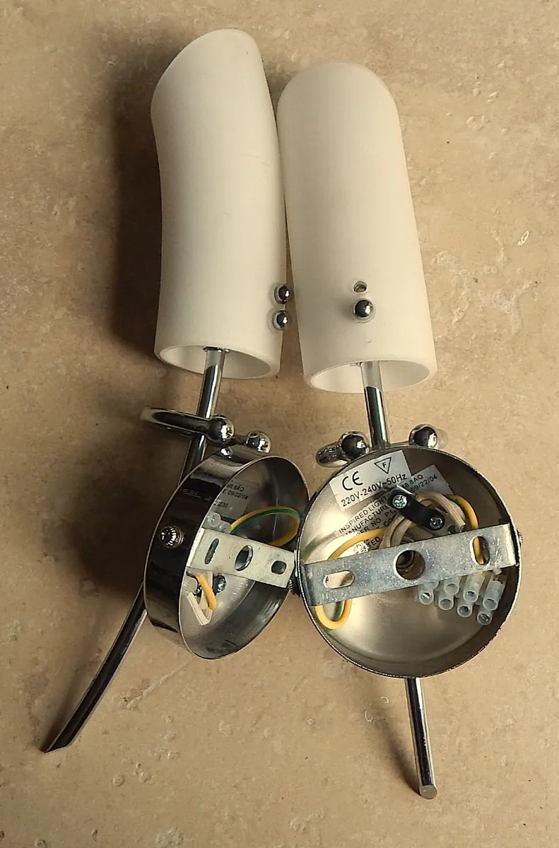 Pair of Chrome & Glass Wall Lights - Image 4