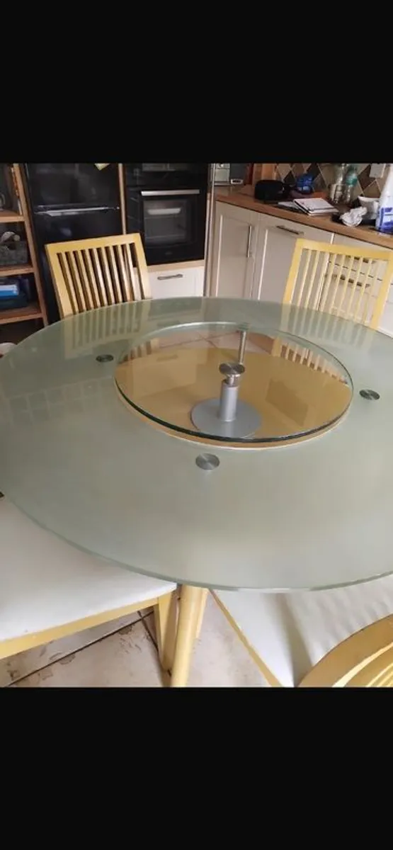 Glass Circular Dining Table with 4 chairs - Image 2