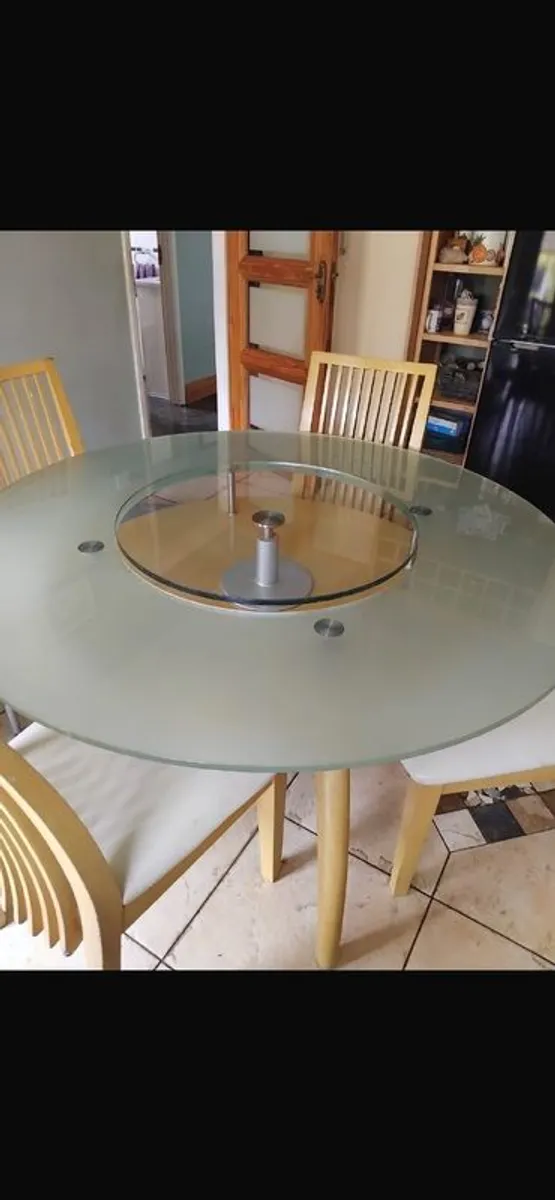 Glass Circular Dining Table with 4 chairs - Image 3