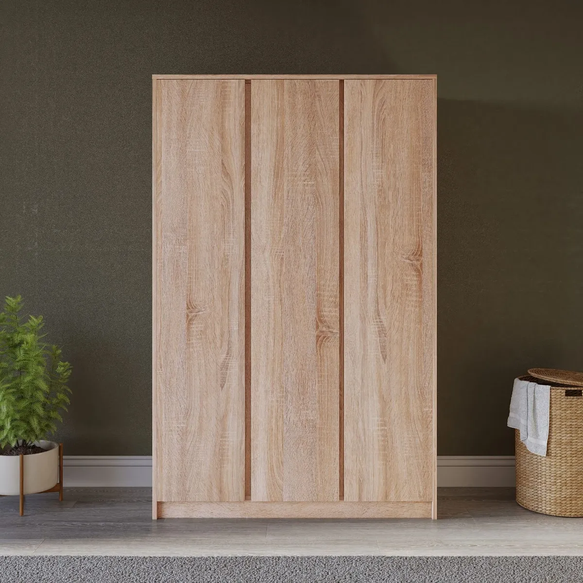 OAK 3 DOOR WARDROBES - Image 1