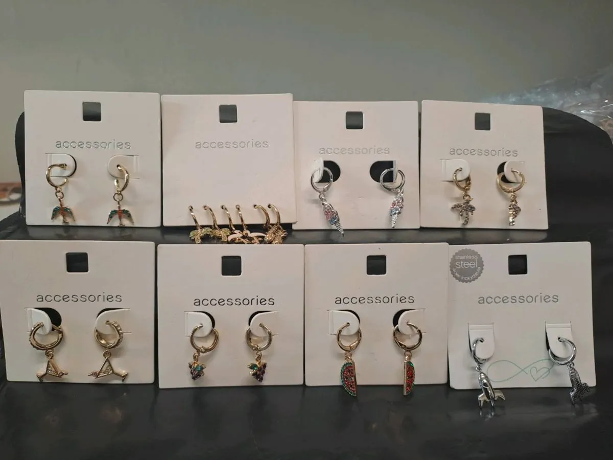 Fun 10 Pairs Sparkly Statement Earrings Bundle - Image 1