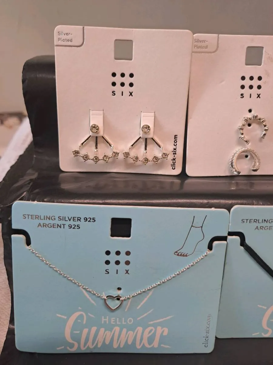 Sterling silver anklets and earrings bundle - Image 2