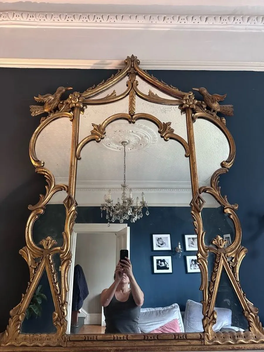 Large Antique Rococo Overmantel Mirror, Giltwood Statement Piece (150cm) - Image 2
