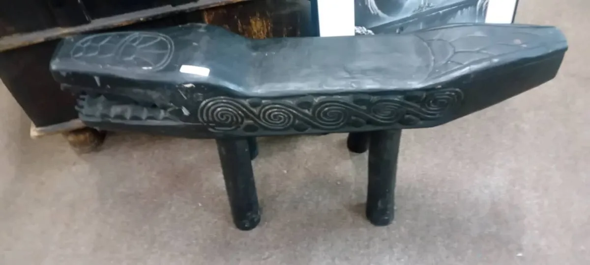 Carved Wooden Aligator Footstool