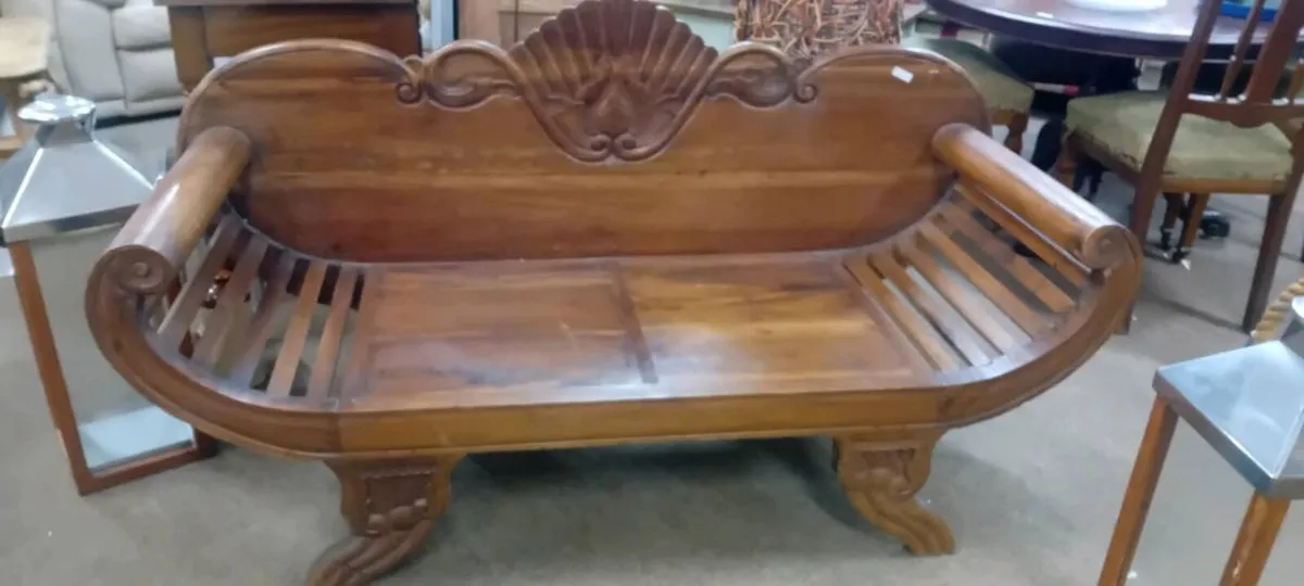 Decorative Hardwood Two Seat Bench - Image 1