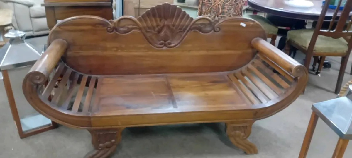 Decorative Hardwood Two Seat Bench - Image 2