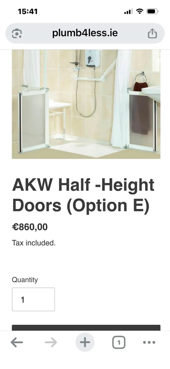 AKW Half Height Shower Doors 1000x1000 - Image 2