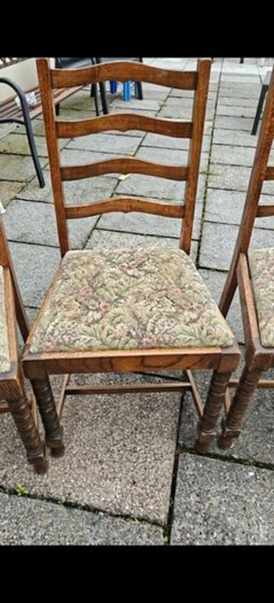 Four Vintage Ladder Back Oak chairs. - Image 2