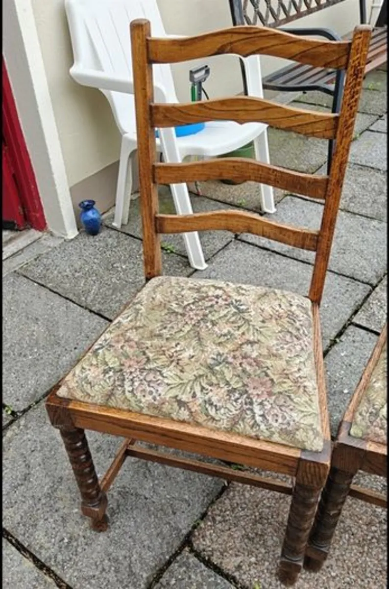 Four Vintage Ladder Back Oak chairs. - Image 4