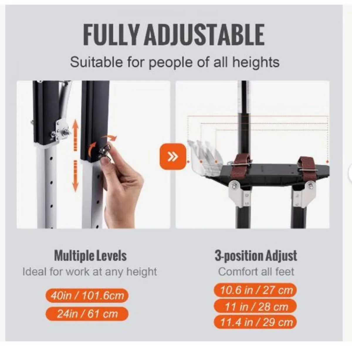 Drywall Stilts Aluminum Tool Stilts 61 cm-102 cm - Image 3