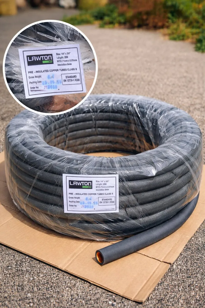 Insulated copper pipe set 1/4 & 3/8