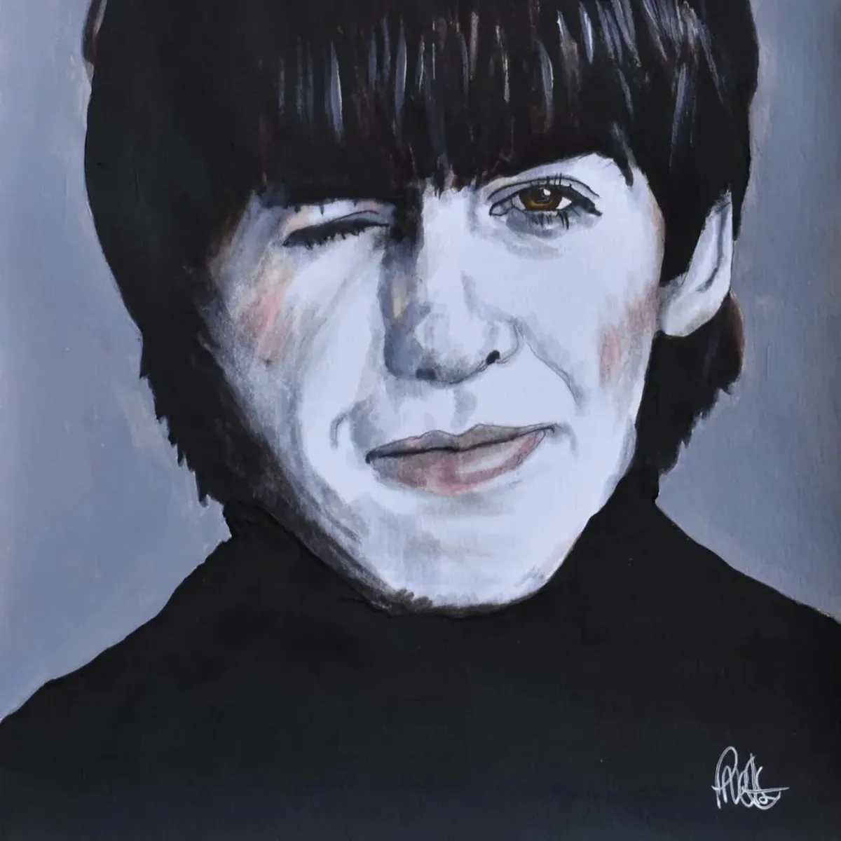 George Harrison The Beatles Original Mixed Media - Image 1
