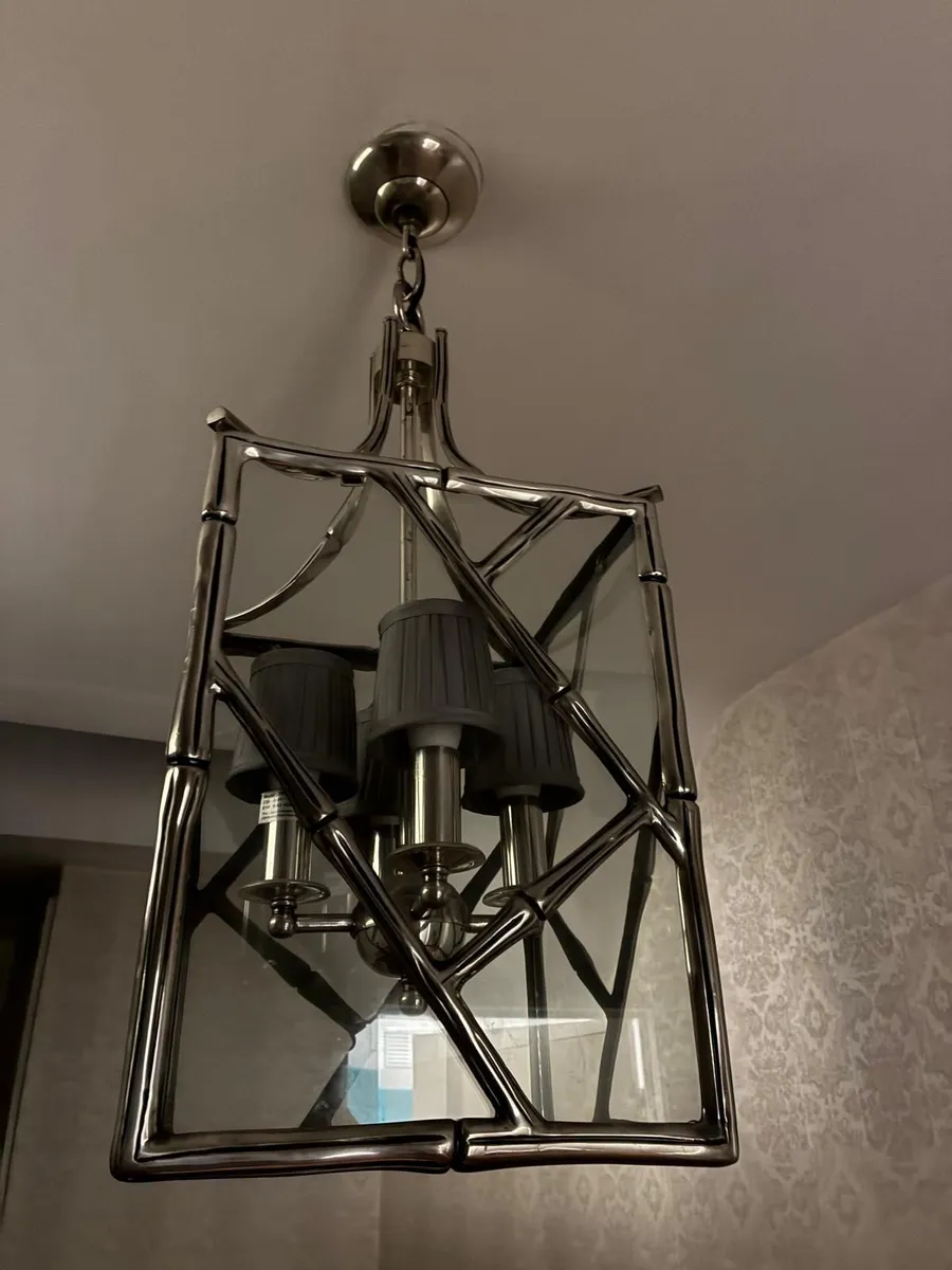 Libra antique silver bamboo ceiling light - Image 3