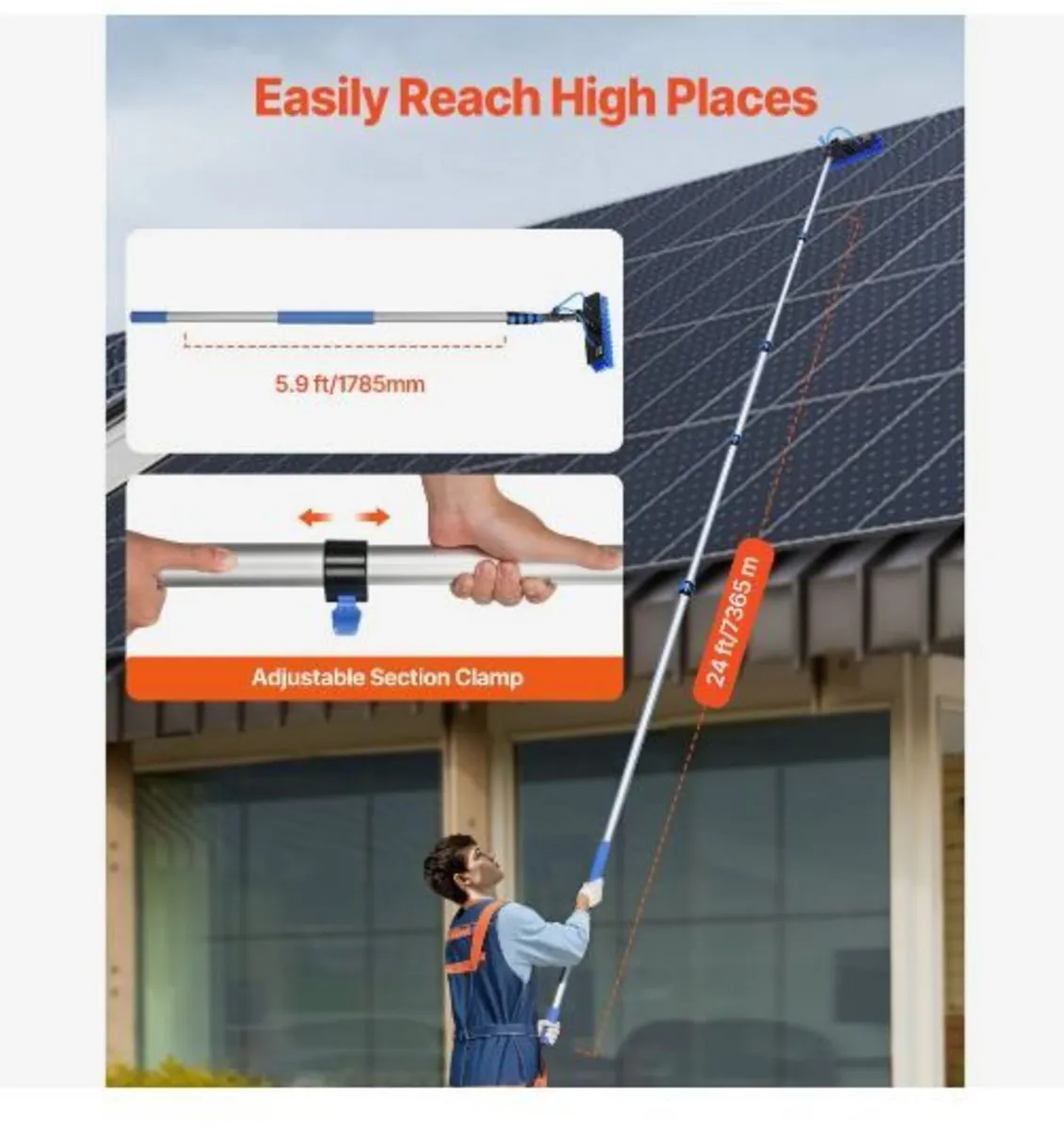 Water Fed Pole Kit, 7.3m Solar Panel Cleaning - Image 4
