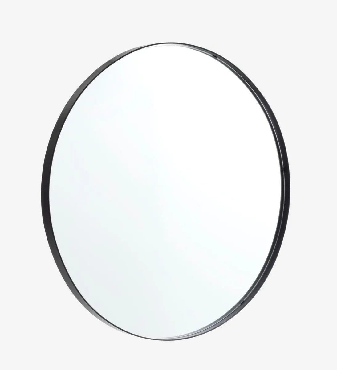 Round mirror, black metal trim, 70cm diameter - Image 1