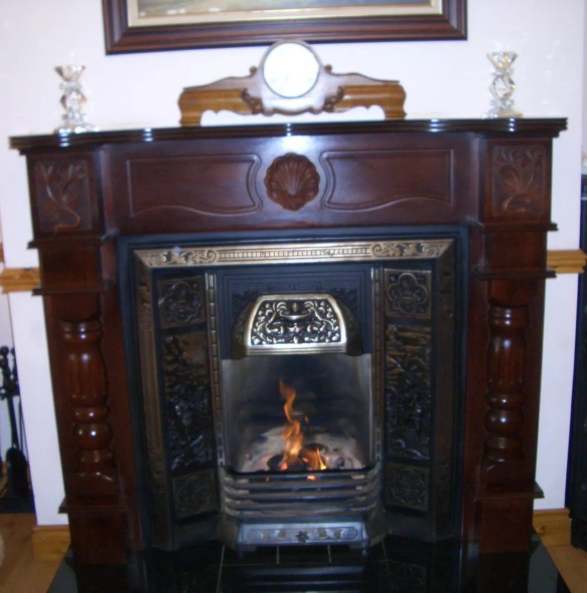 Decorative Wooden Fireplace with Metal Inset - Image 3