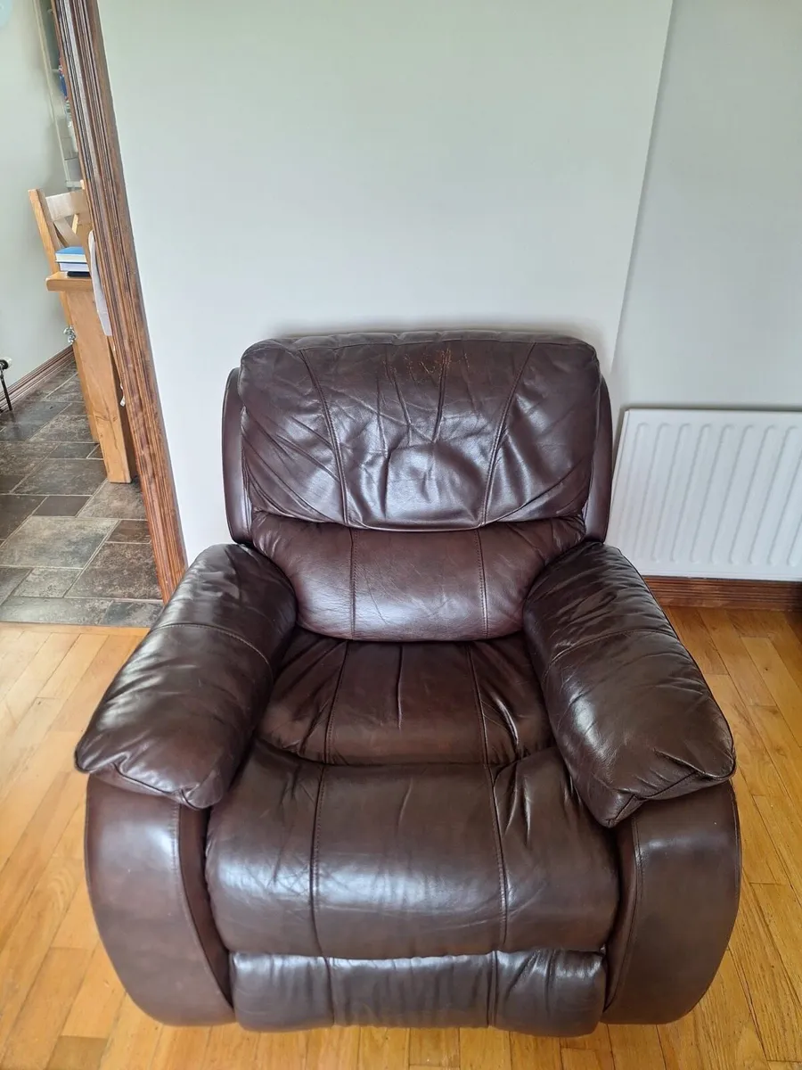 2 Brown Leather Recliners - Image 2